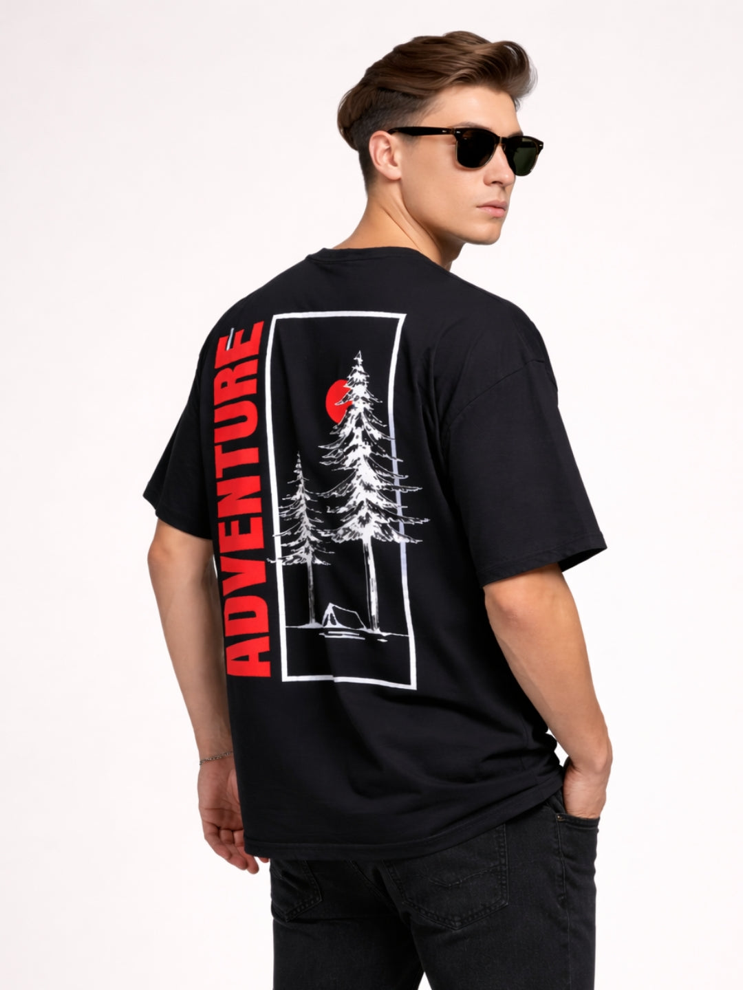 Adventure Horizon Graphic Oversized T-Shirt – Black Streetwear Edition
