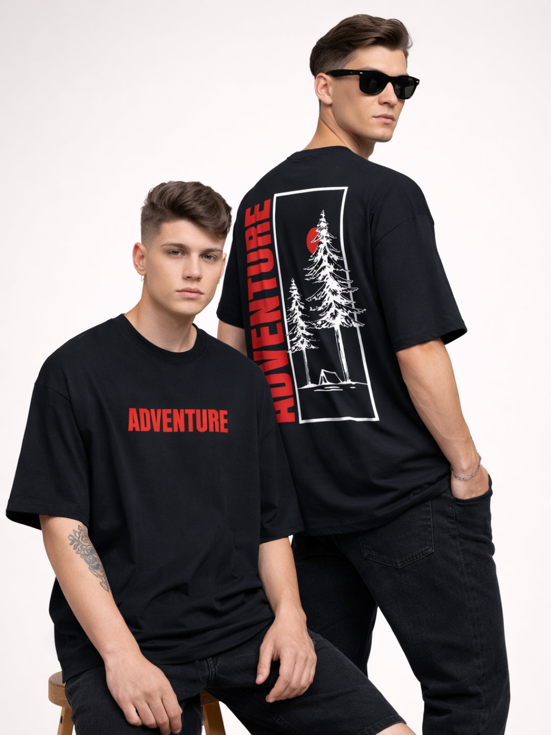 Adventure Horizon Graphic Oversized T-Shirt – Black Streetwear Edition
