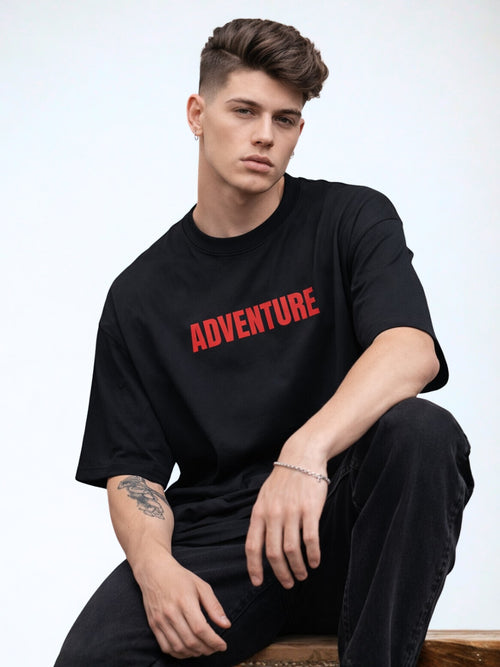 Adventure Horizon Graphic Oversized T-Shirt – Black Streetwear Edition