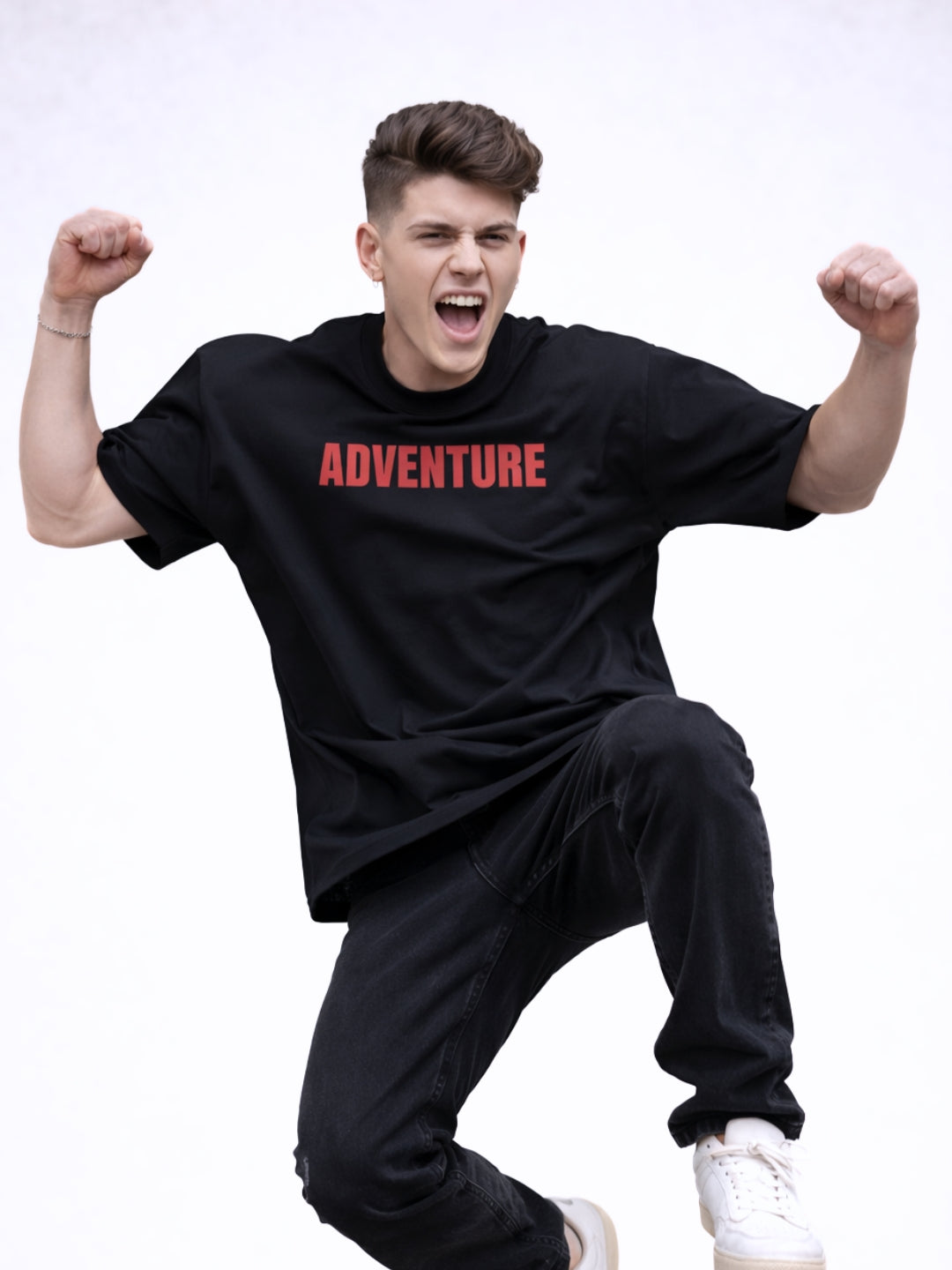 Adventure Horizon Graphic Oversized T-Shirt – Black Streetwear Edition