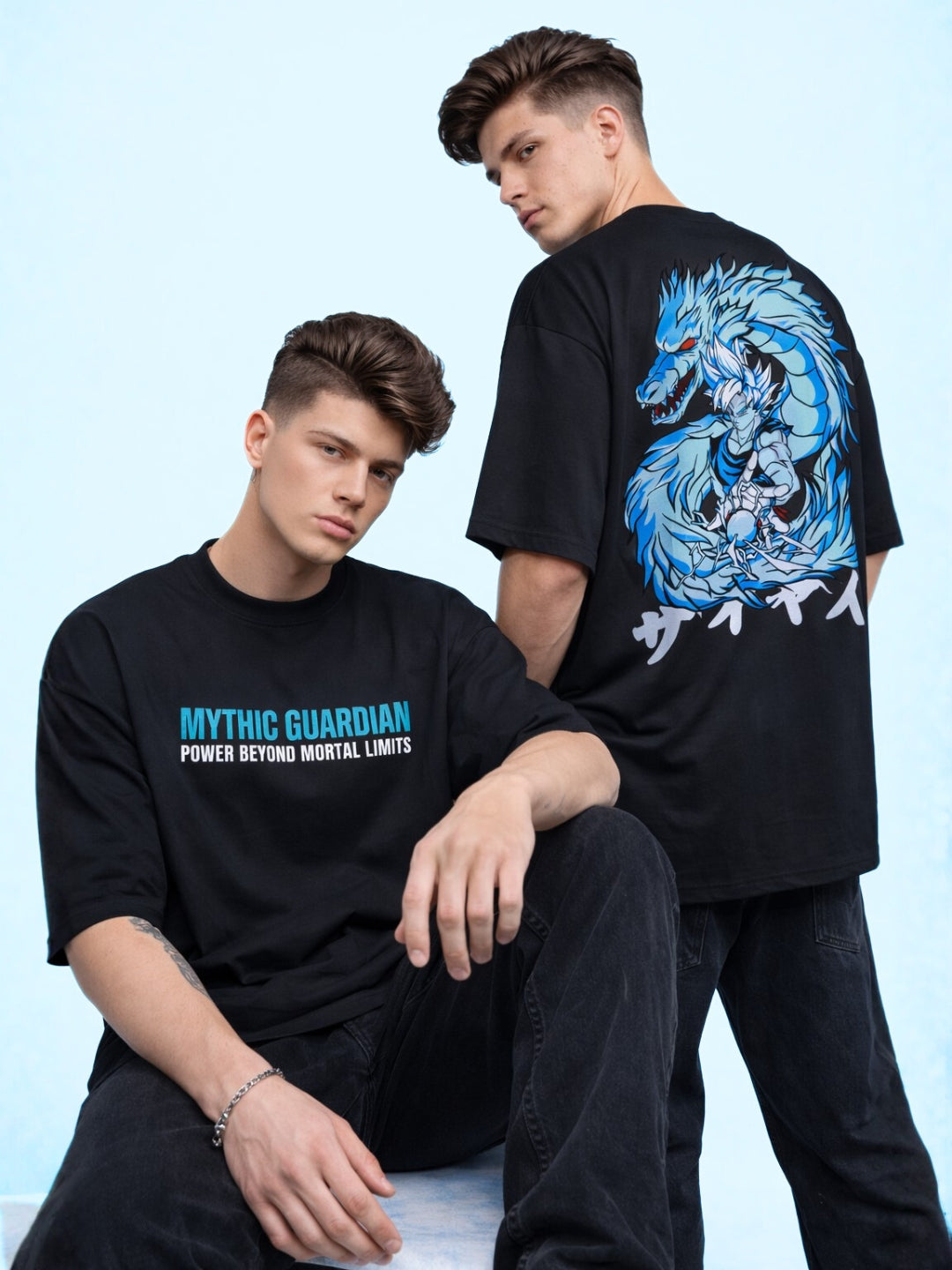 Mythic Guardian Anime Oversized T Shirt – Legendary Warrior Streetwear Graphic Tee