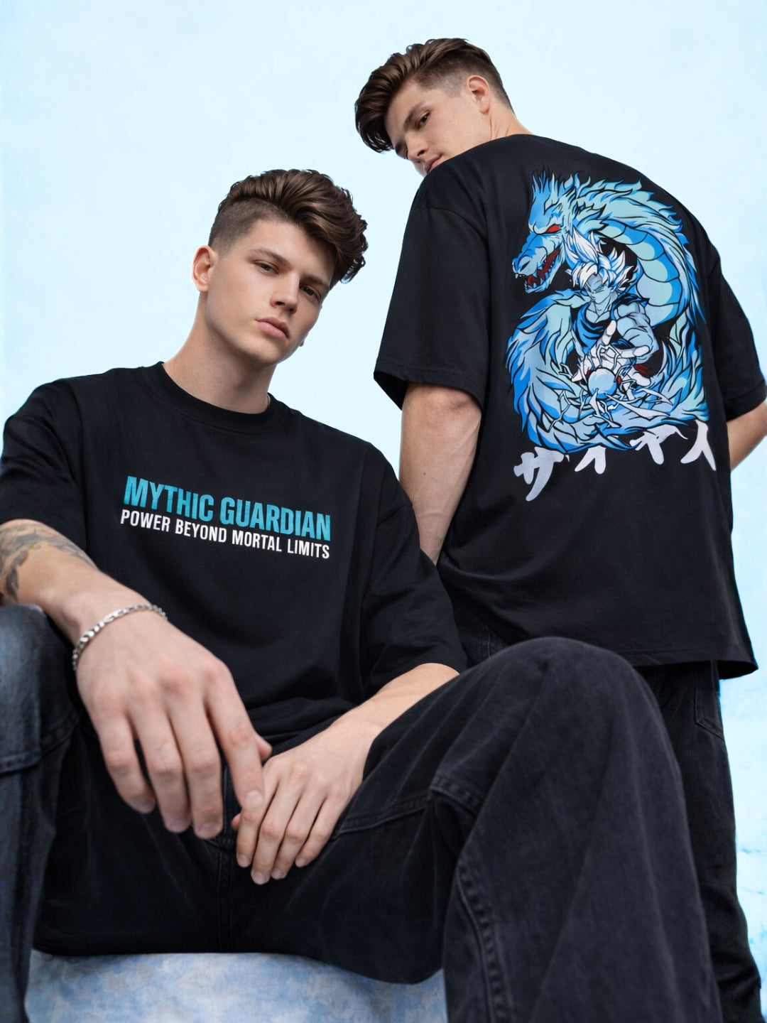 Mythic Guardian Anime Oversized T Shirt – Legendary Warrior Streetwear Graphic Tee